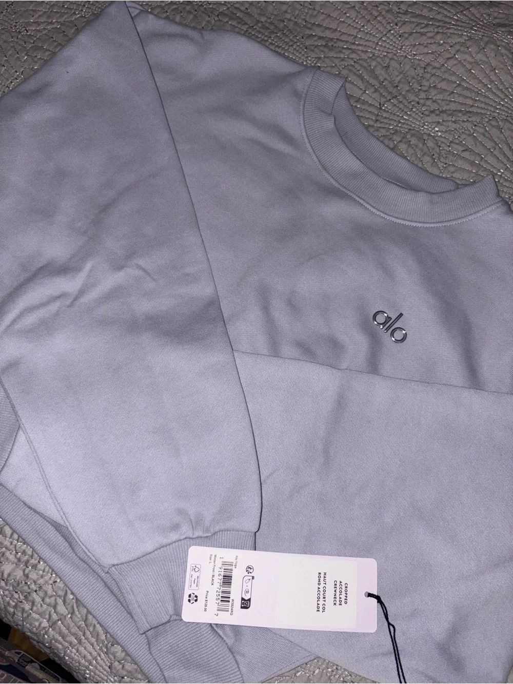 Alo Women’s Cropped Crewneck Sweatshirt - Winter Grey